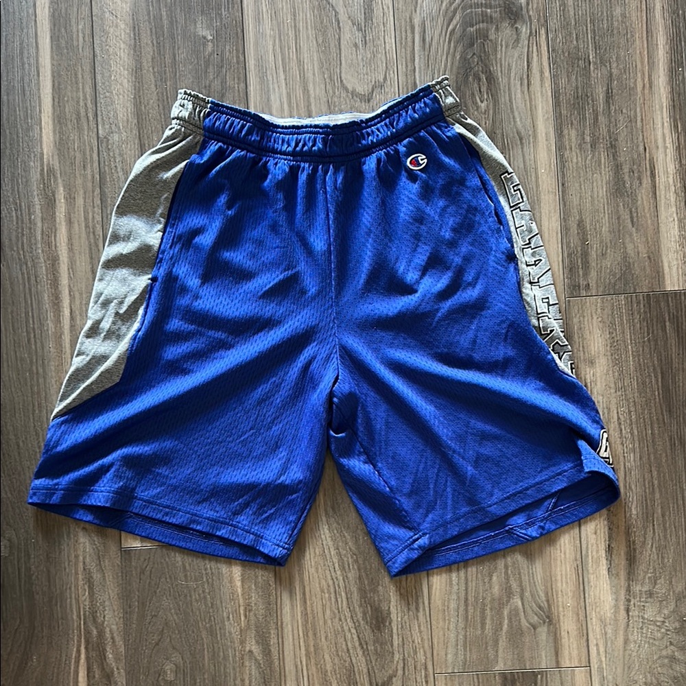 Champion Blue and Gray Athletic Shorts Lightweight Elastic Waist